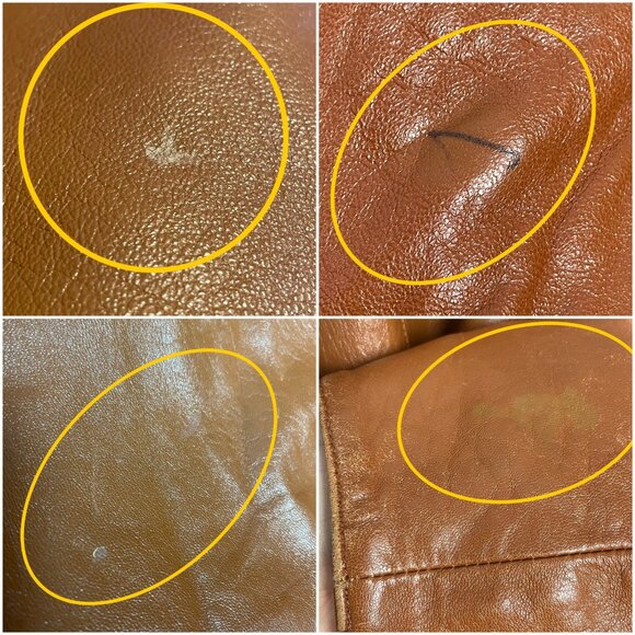 Vintage Leather Jacket Oversize Women Open Front FLAWS Soft Batwing Sleeve Brown - Picture 8 of 16